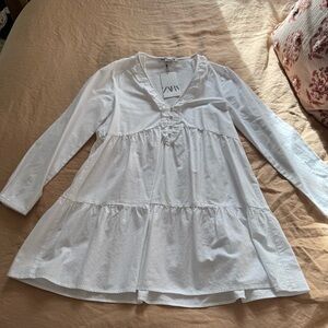 NWT Zara White Pleated Dress